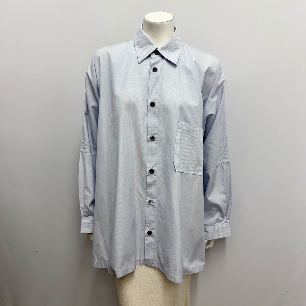 Shirin Guild 100% Cotton Striped Shirt Top Blue and White Made in Ireland L